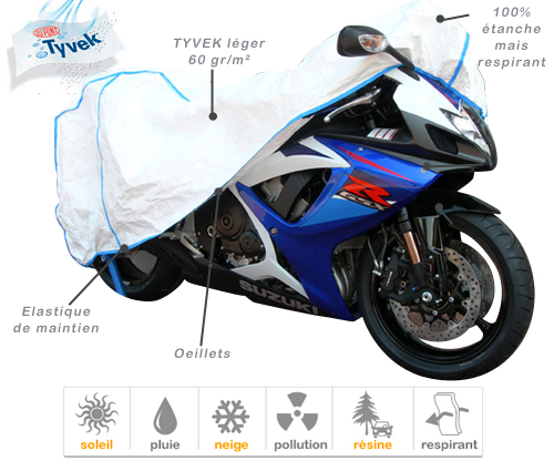 Housse Moto étanche ADX - Protection Complète Bleue, Polyester, 203x89x119cm